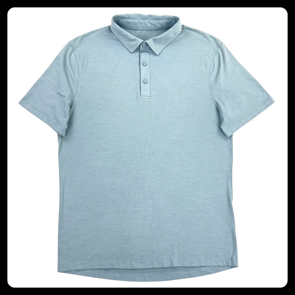 Lululemon Evolution Polo Shirt Men SMALL Blue Performance Stretch  Golf Athletic